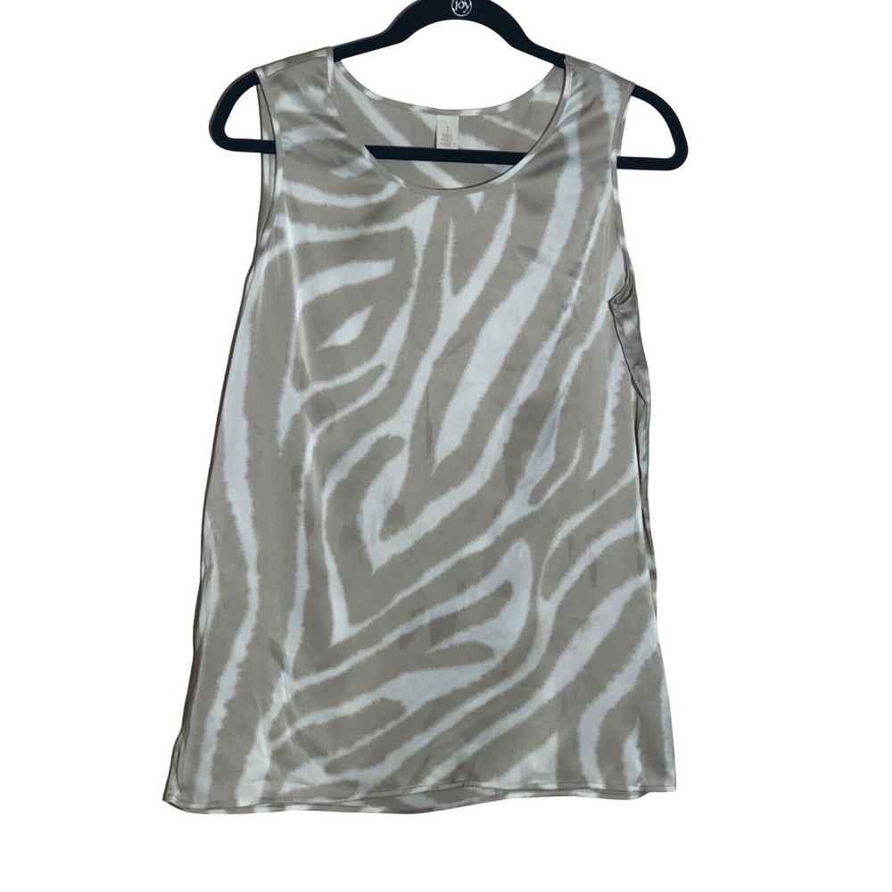 Chico's Size 1 Zebra Print Scoop Neck Sleeveless Blouse